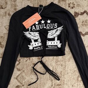 SHEIN Black Angel Crop Top